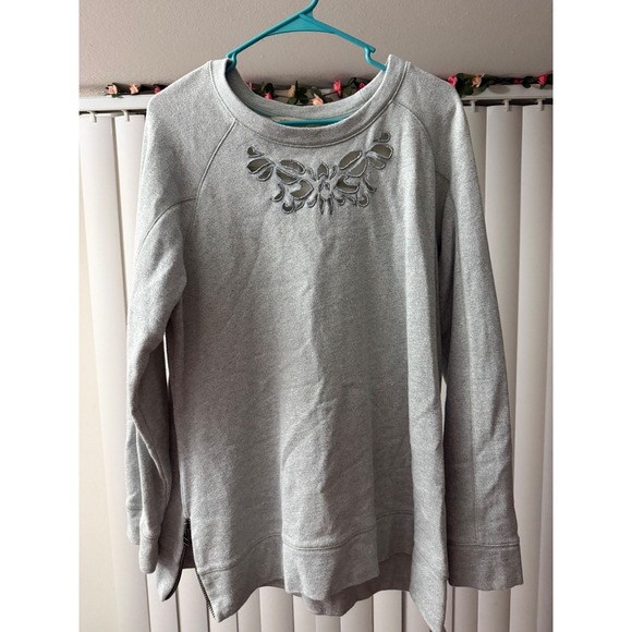 Soft Surroundings Sweaters - Soft Surroundings Urban Chic sweatshirt cutout design zipper accents Blue Gray L